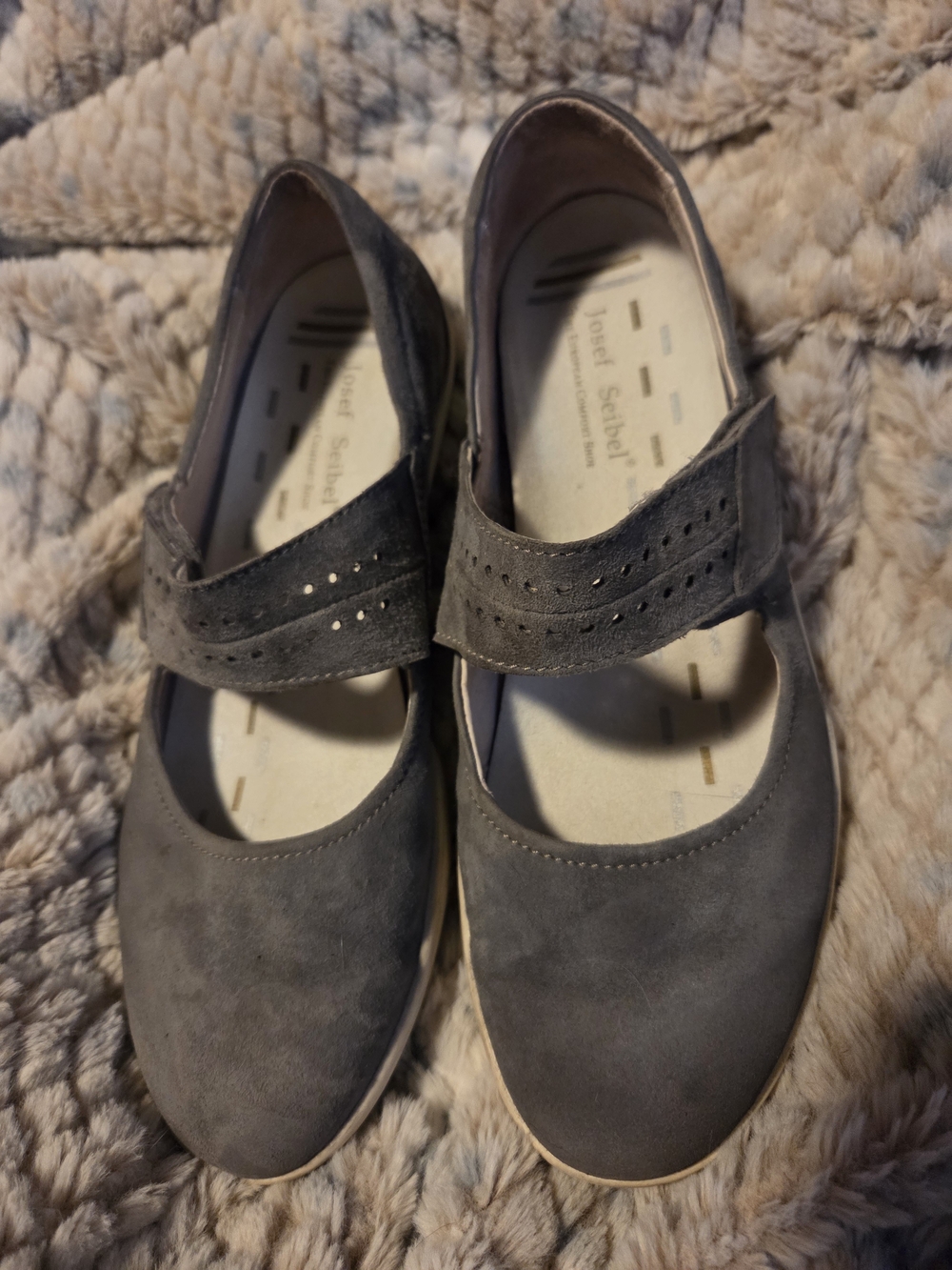 Josef Seibel Gray Suede Mary Jane Flats